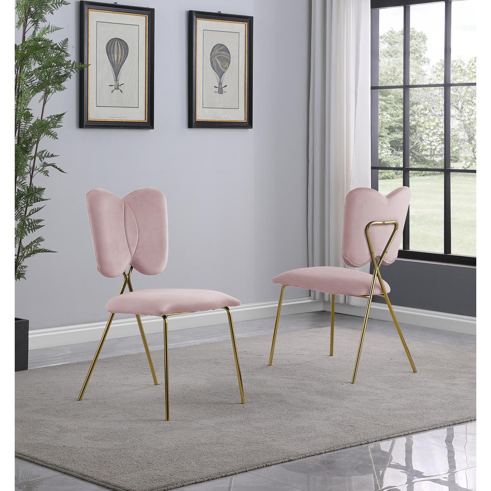 Pink Velvet Guest Side Chair with Wingback