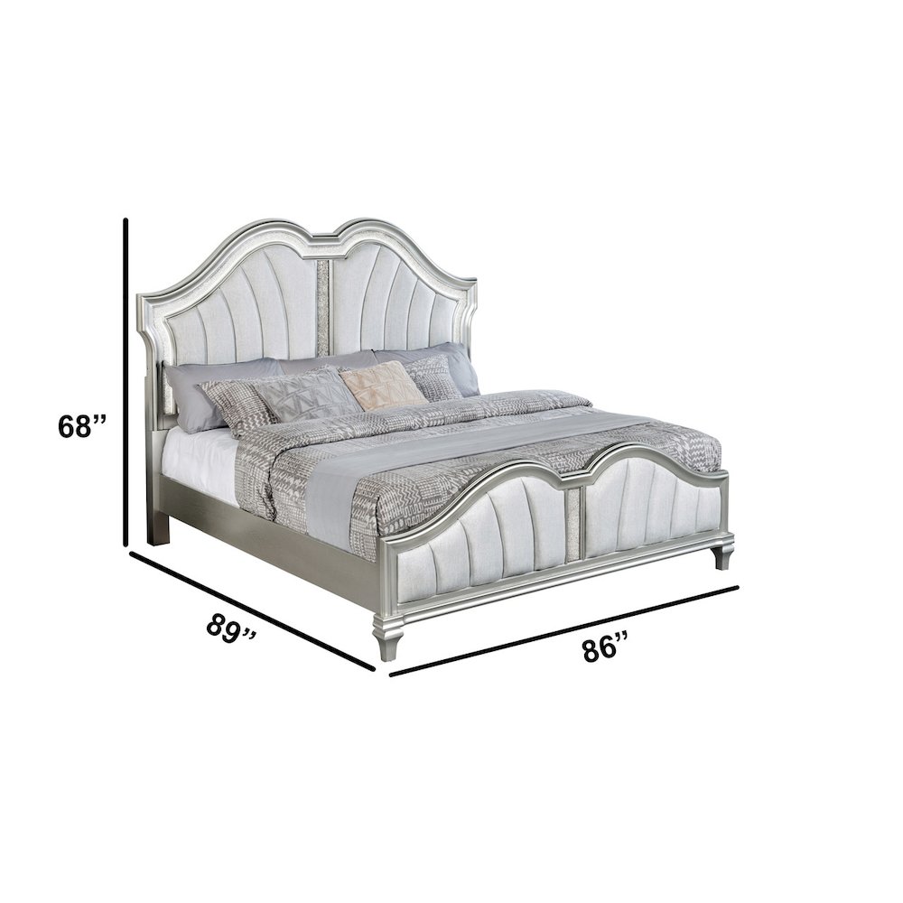 4 Piece Silver Eastern King Panel Bedroom Set ( Ekb+Dresser+Mirror+Ns)