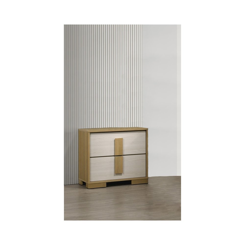 2 piece – Beige wood bedroom set (Bed+Night stand)