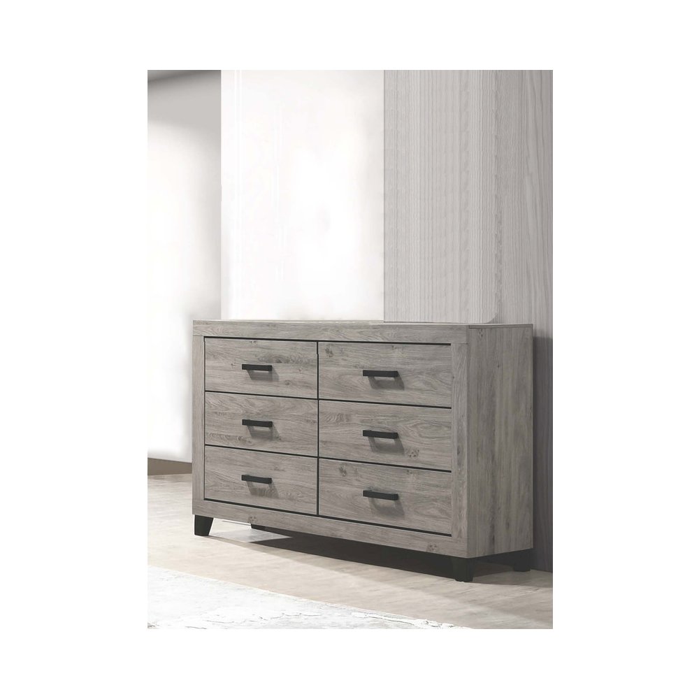 Light grey 6-drawers bedroom dresser