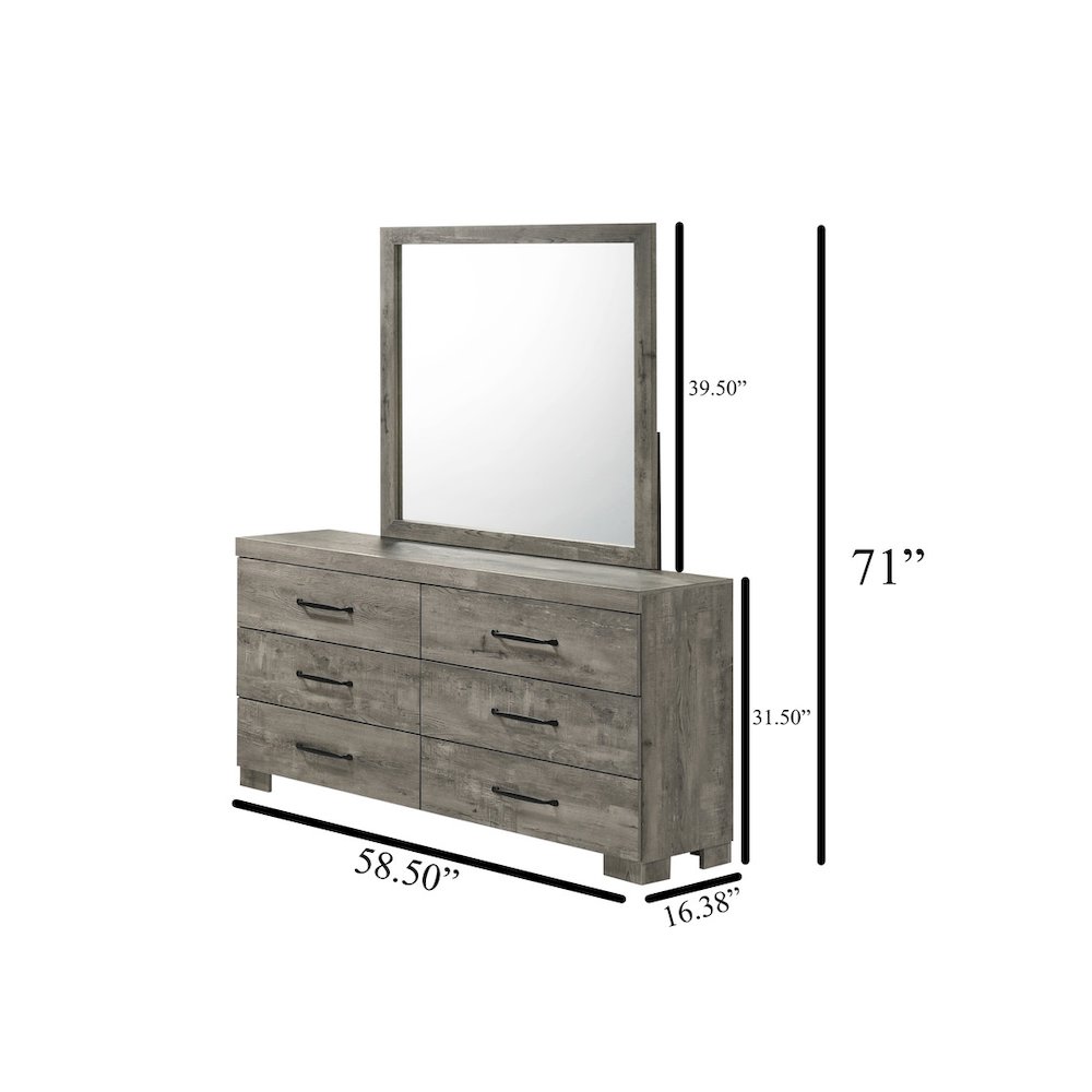 5Pc Modern Full Size Panel Bedroom Set In Antique Gray Color