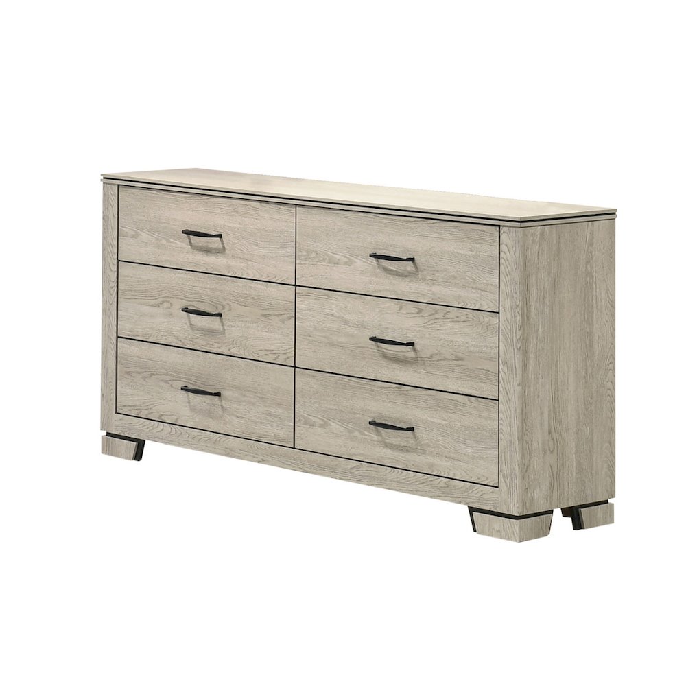 4pc Eastern King Panel Bedroom Set Greige Rustic Oak