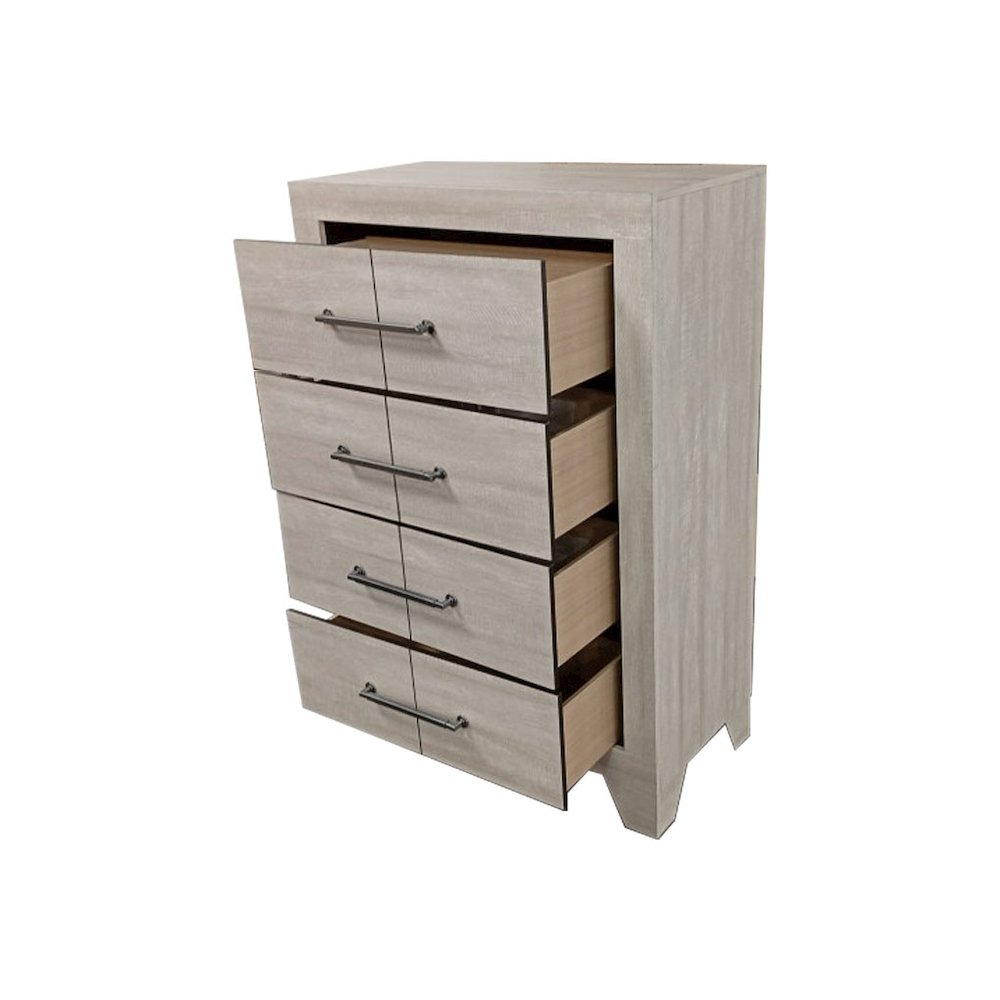 4pc Eastern King Panel Bedroom Set Rustic Gray Oak color