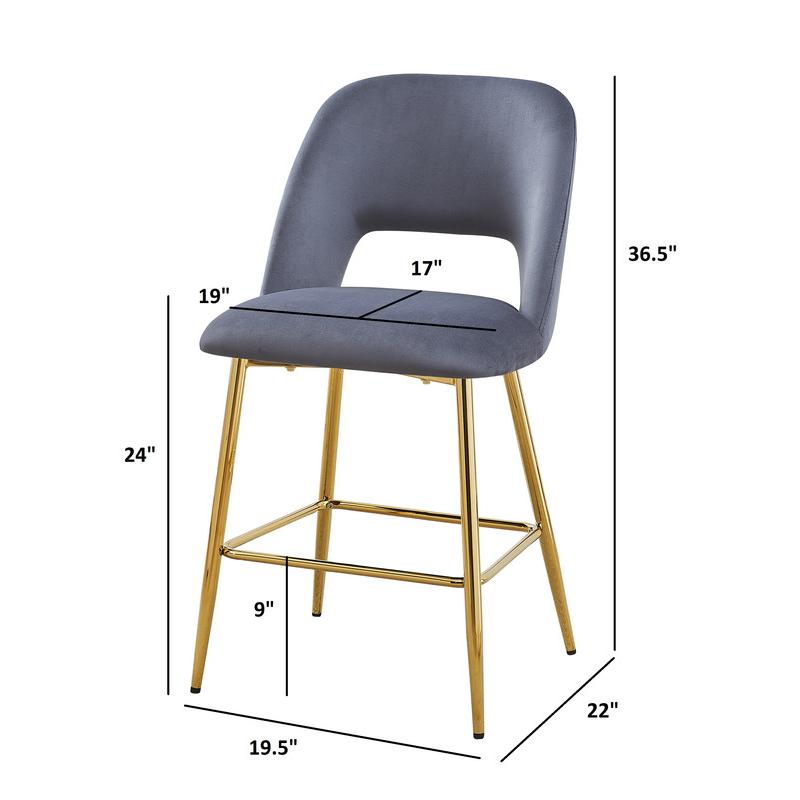 Cream velvet upholstery counter height chairs *SET OF 2*