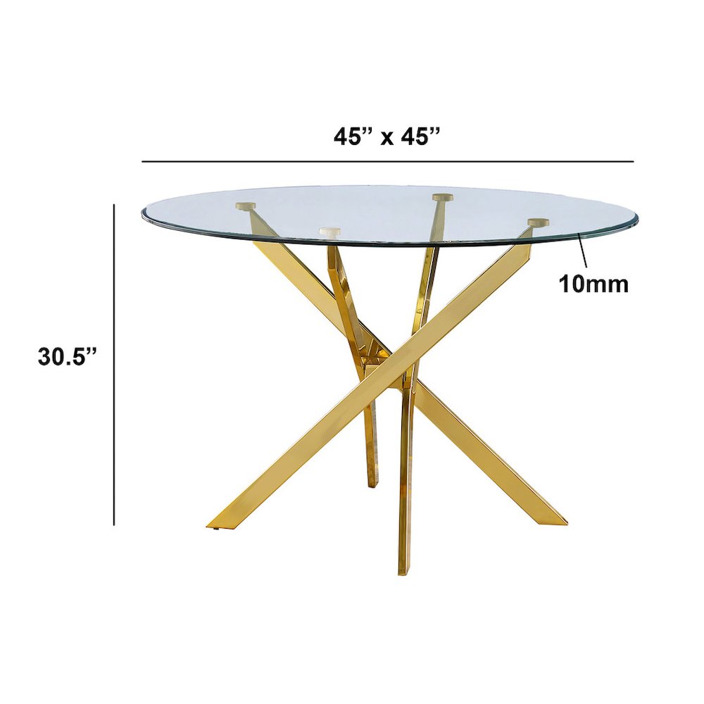 5Pc Round Glass Dining Table With 4 Gray Side Chairs
