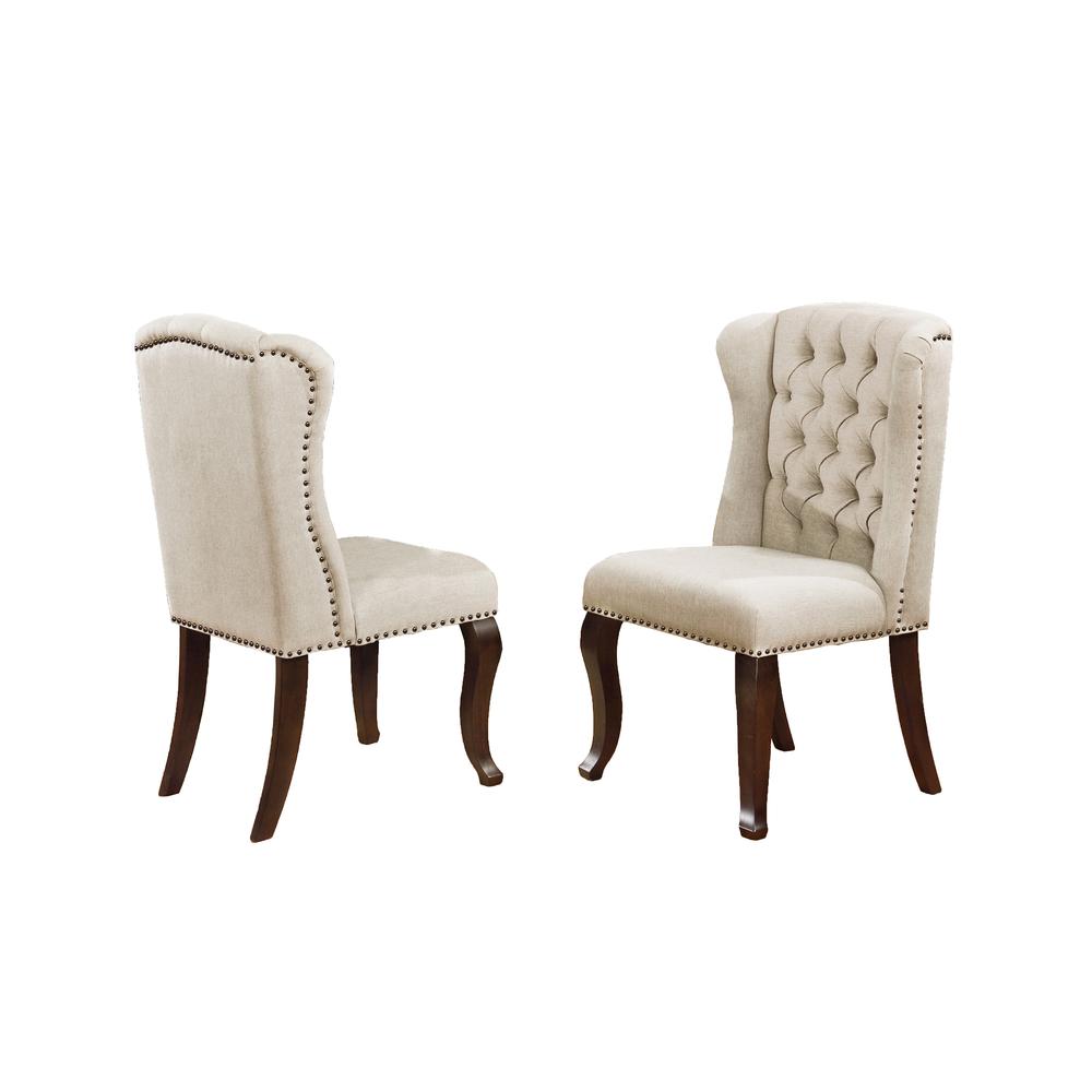 Classic Upholstered Wingback Chairs Tufted in Linen Fabric w/Nailhead Trim **Set of 2**