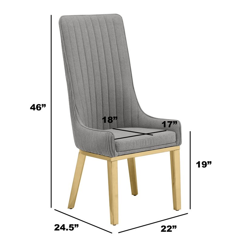 Pleated Back Side Chair With Gold Base