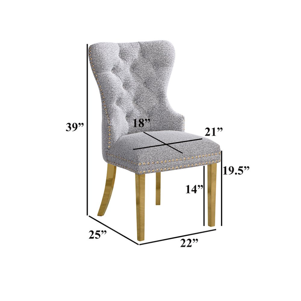 Cream Boucle Fabric And Silver Base Side Chairs (Set Of 2)