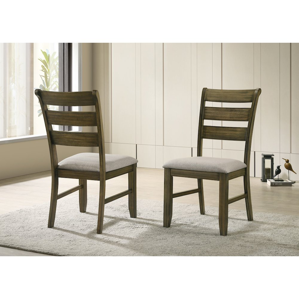 5pc wood dining set with ladderback side chairs