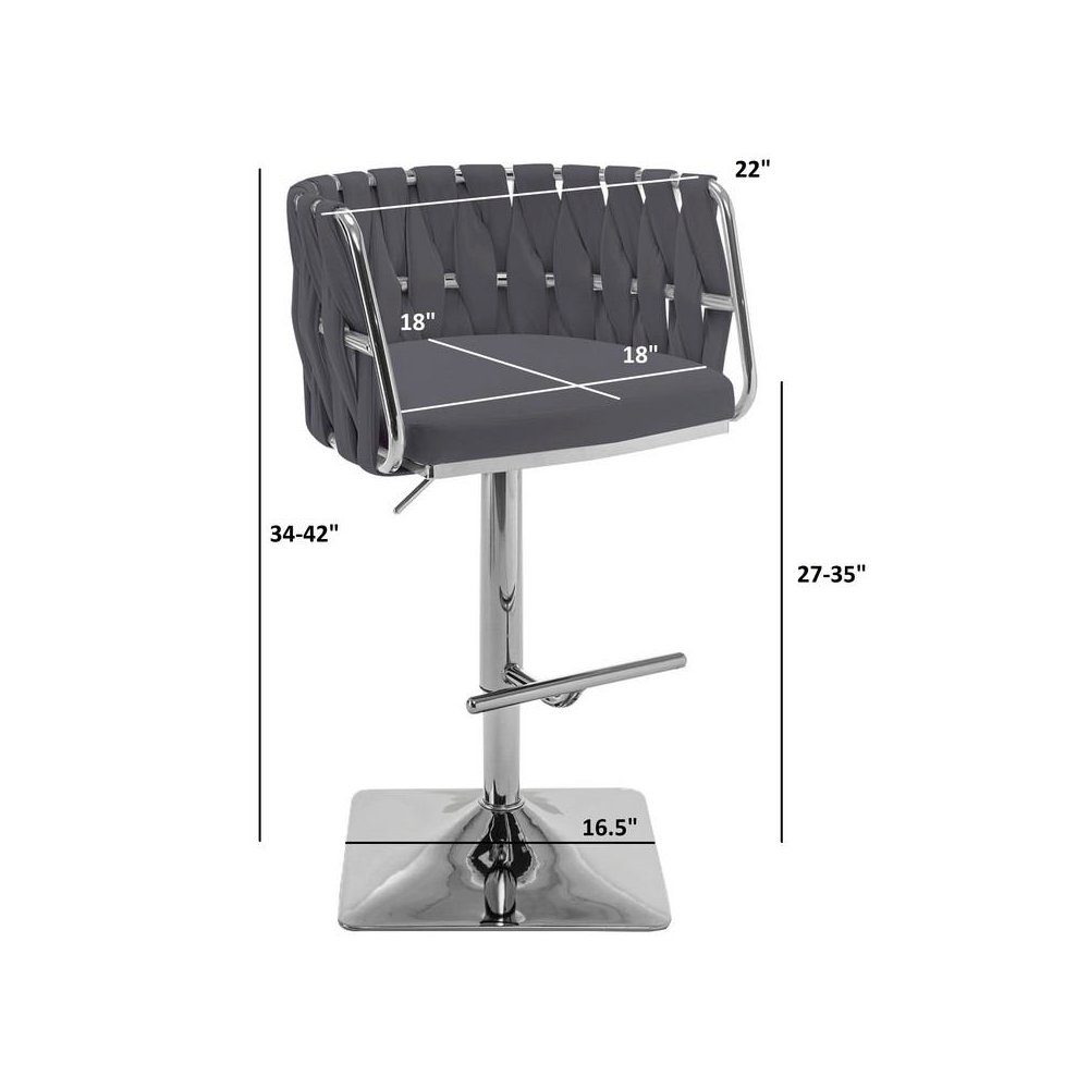 Velvet Upholstered barstool in Dark gray and silver color base (SET OF 2)