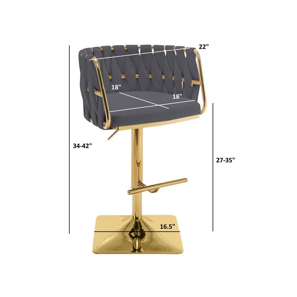 Barstool in White faux leather and gold color base (SET OF 2)