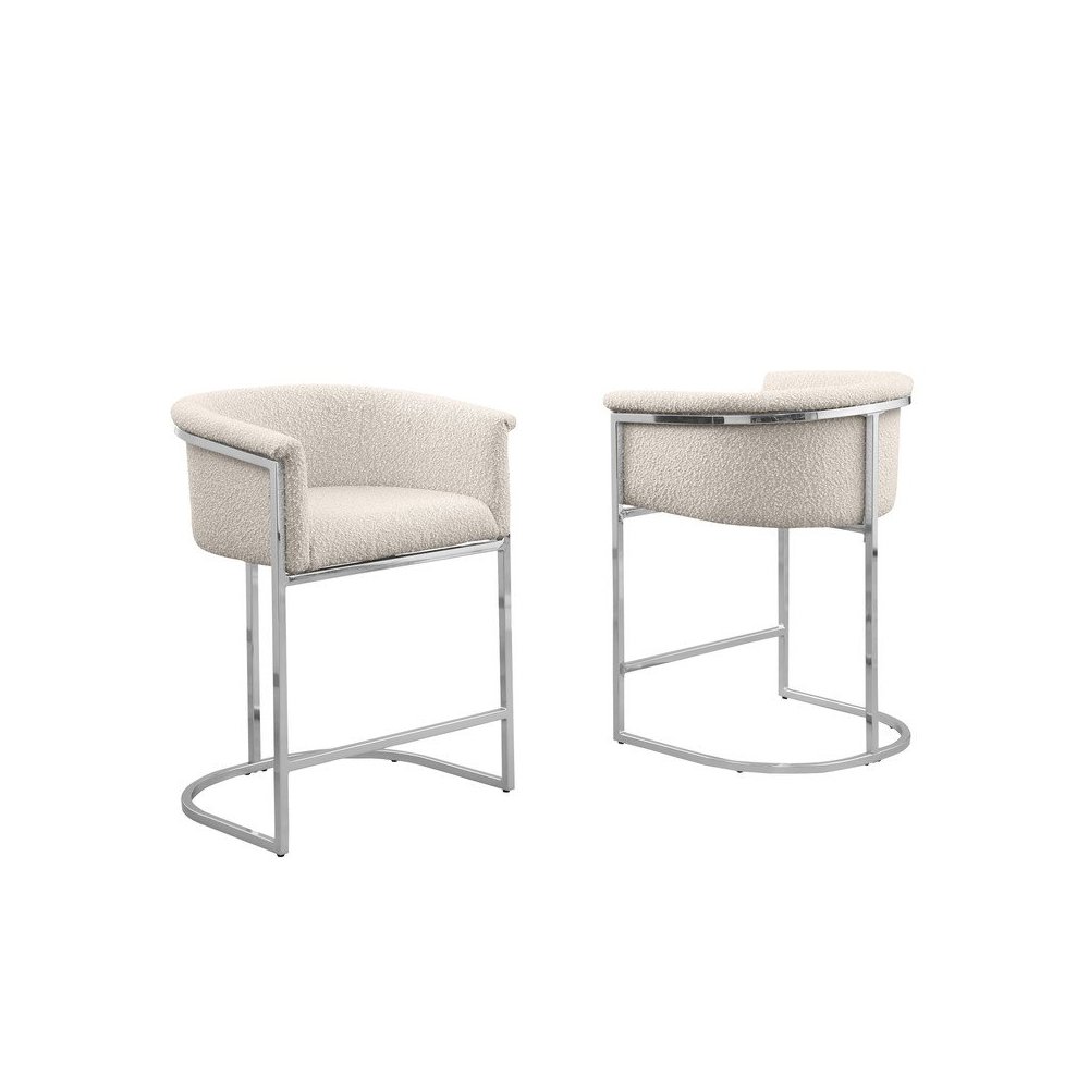 Best Quality teddy Boucle in cream counter height chair – Set of 2