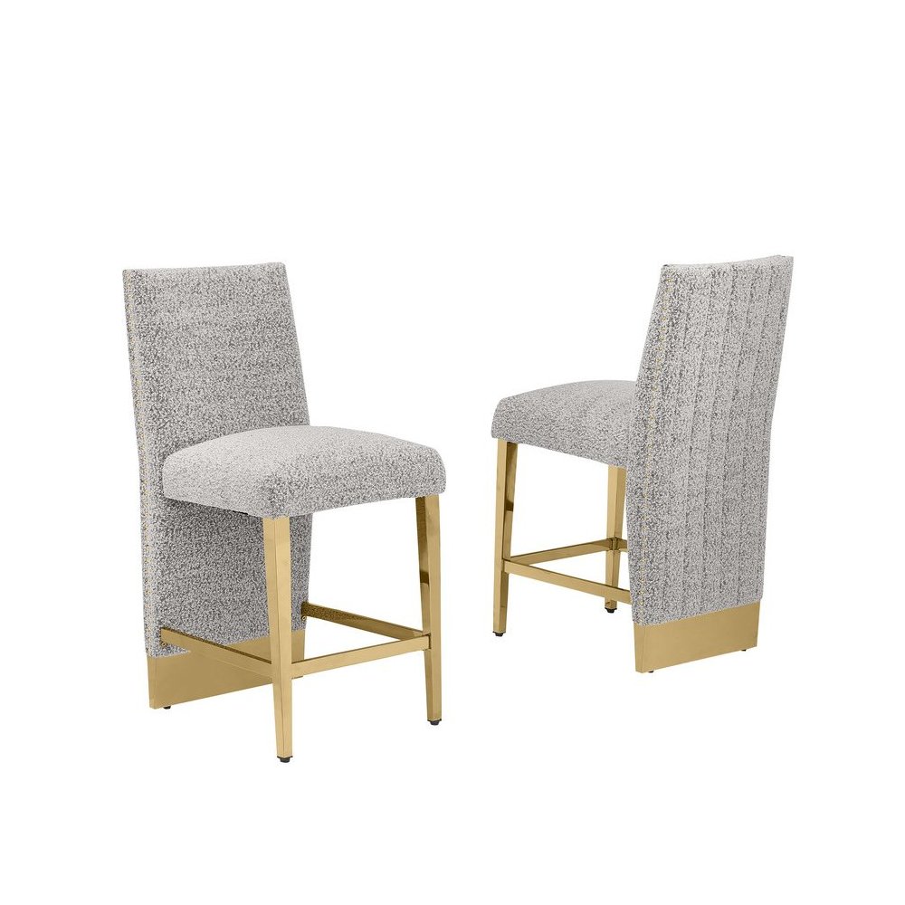 Luxe Rich gray boucle barstools – Set of 2
