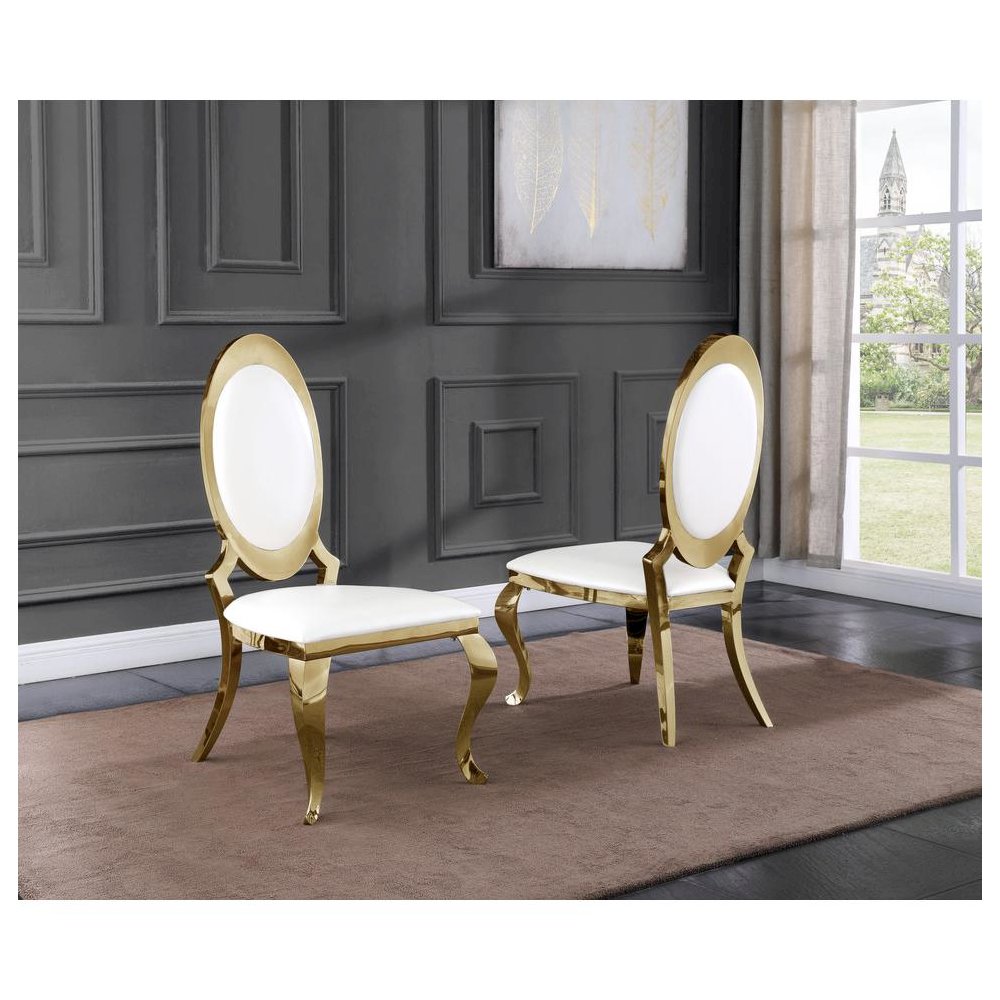 Gold Stainless Steel Frame (Set of 2) – White