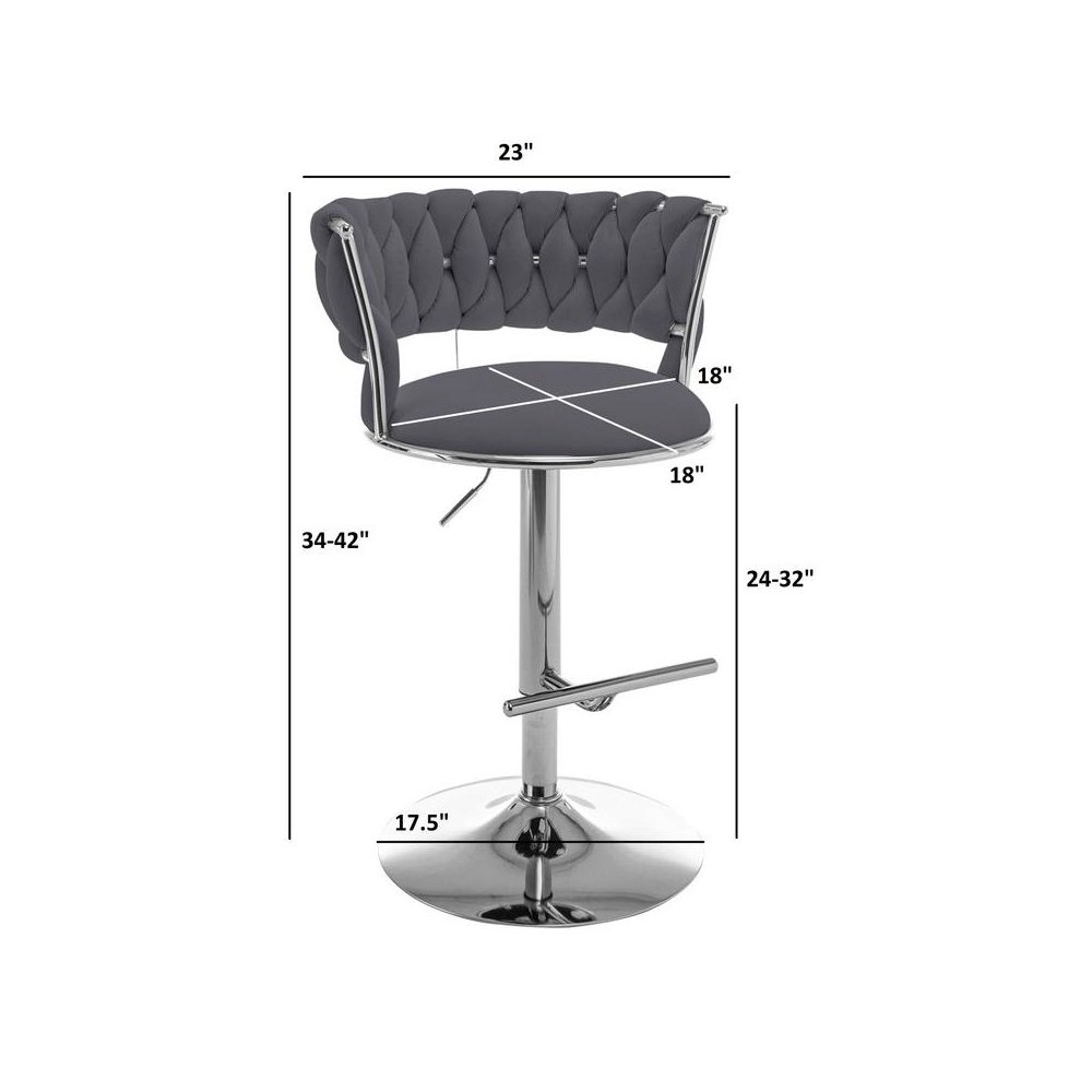 Cream adjustable barstool with silver color base (SET OF 2)