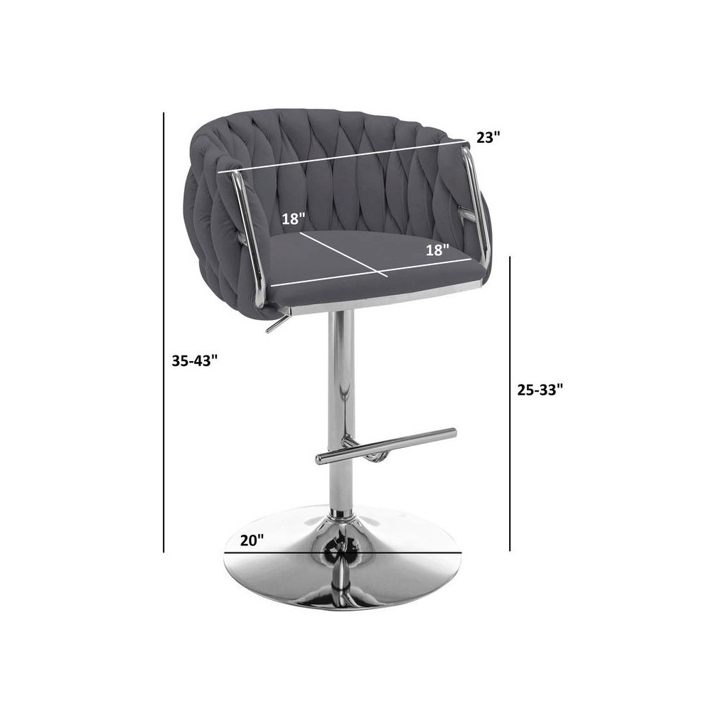 Velvet Upholstered barstool in Cream with Silver color base (SET OF 2)