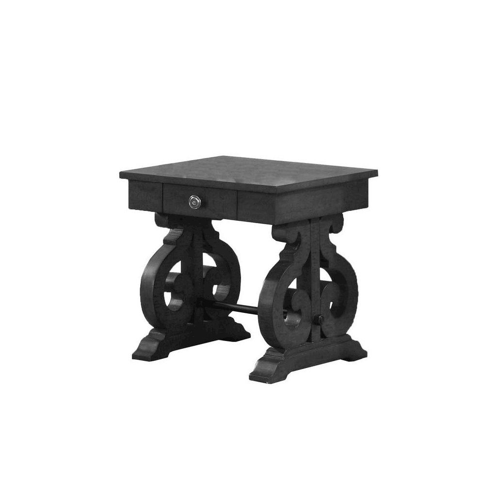 Solid Wood Coffee Table and Two End Tables in Dark Gray