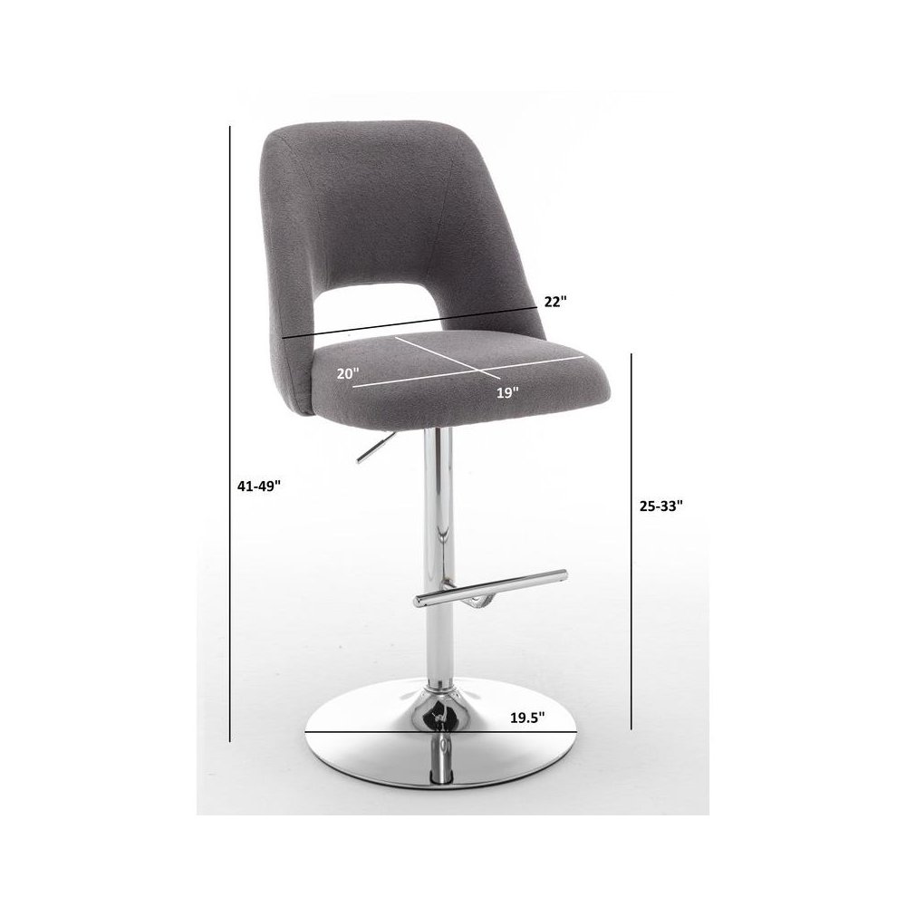 Boucle fabric upholstered barstool with a beige seat and silver base (SET OF 2)