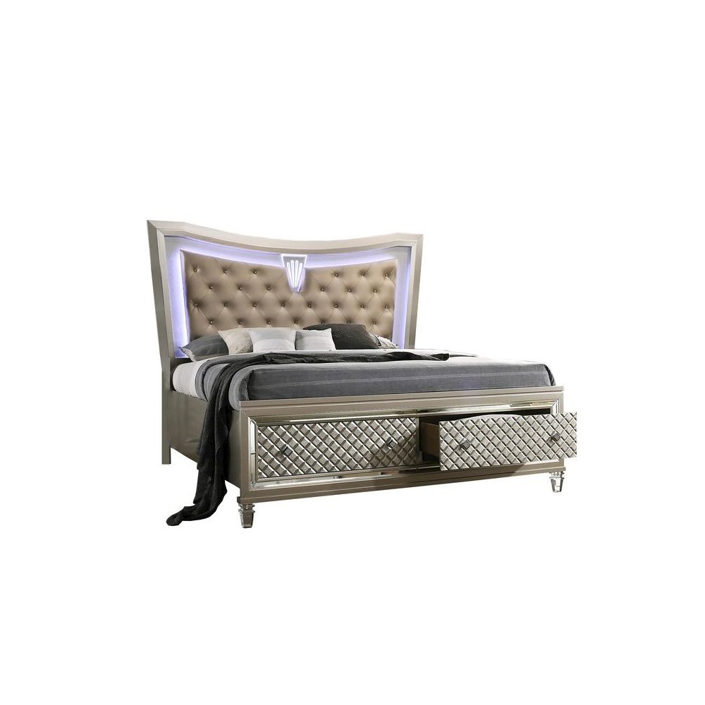 Platform Bed with Tufted Buttons