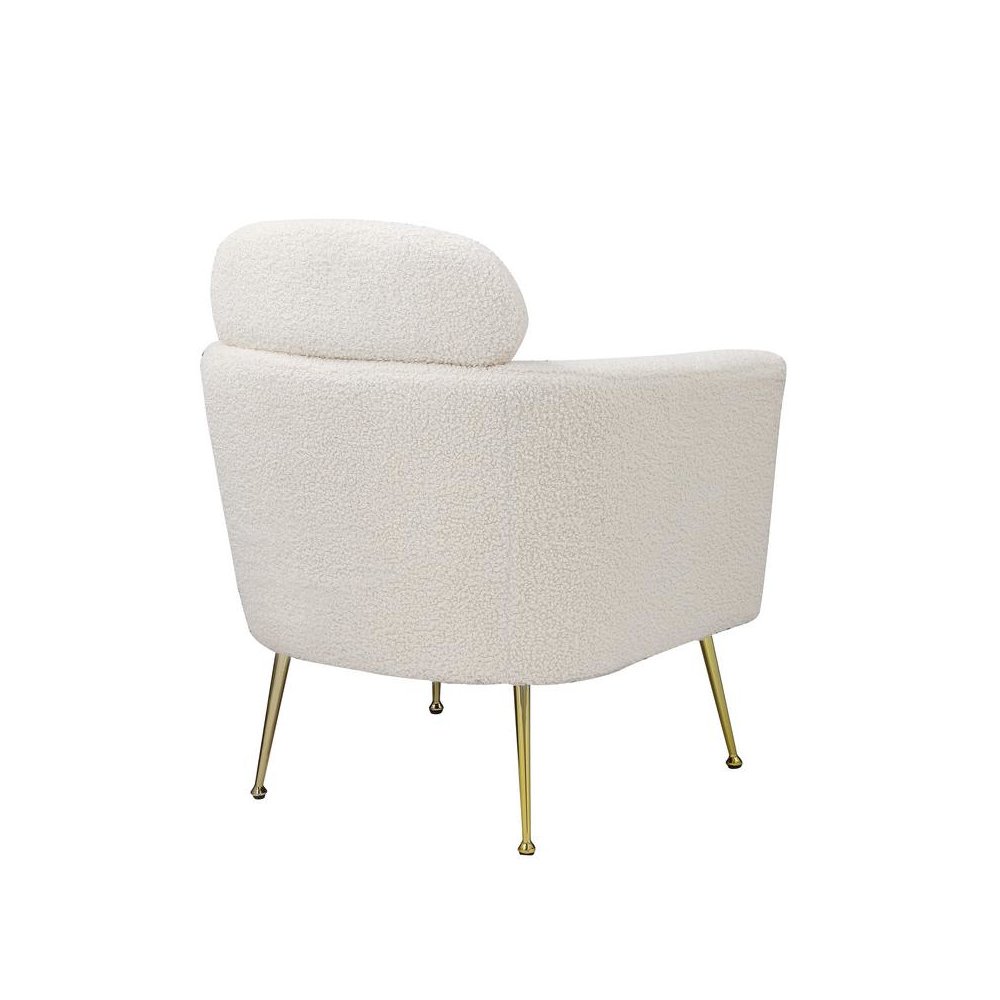 Accent chair with white vegan (faux) fur and gold chrome legs
