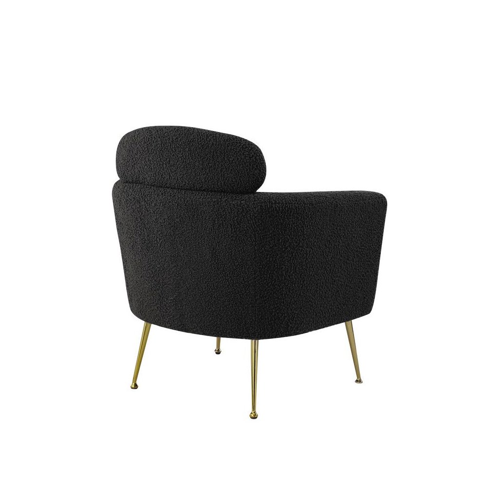 Accent chair with black vegan (faux) fur and gold chrome legs