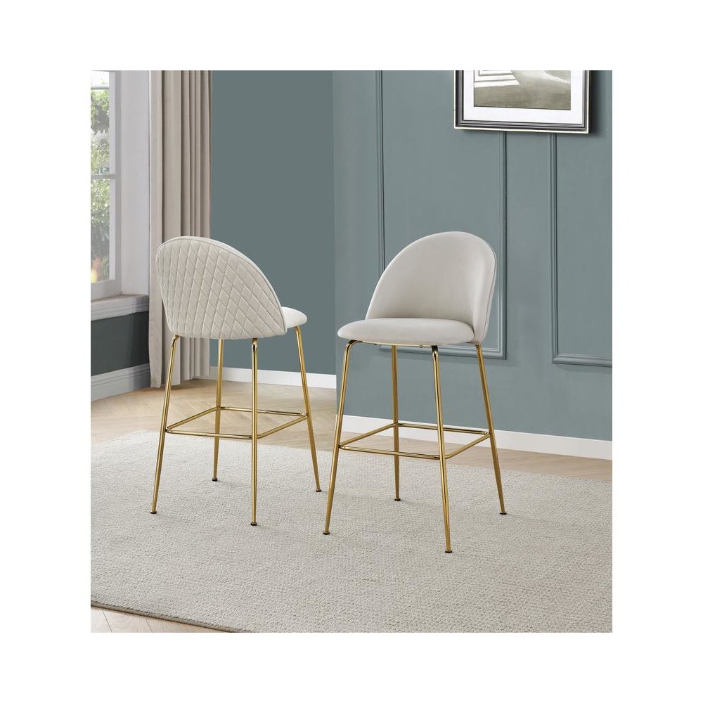 Cream barstool with a gold base