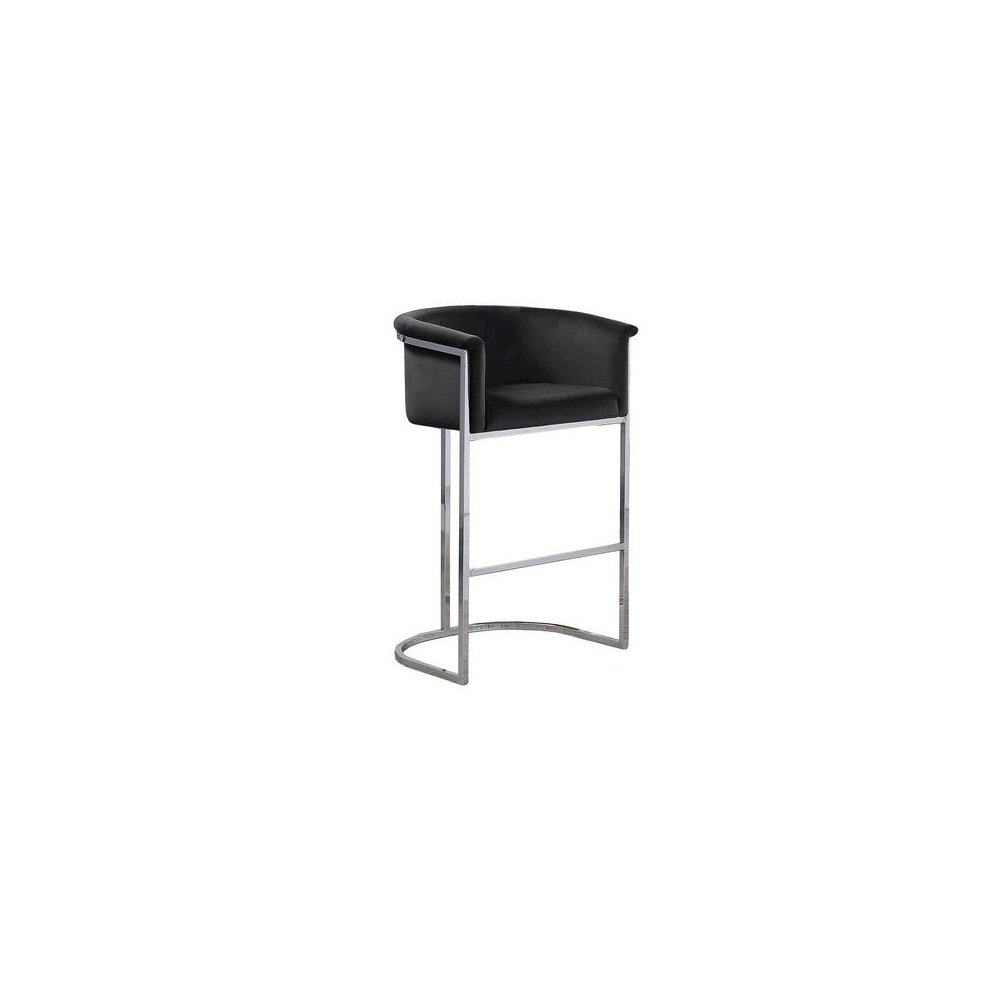29″ Black Upholstered Barstool with Silver Base -Single