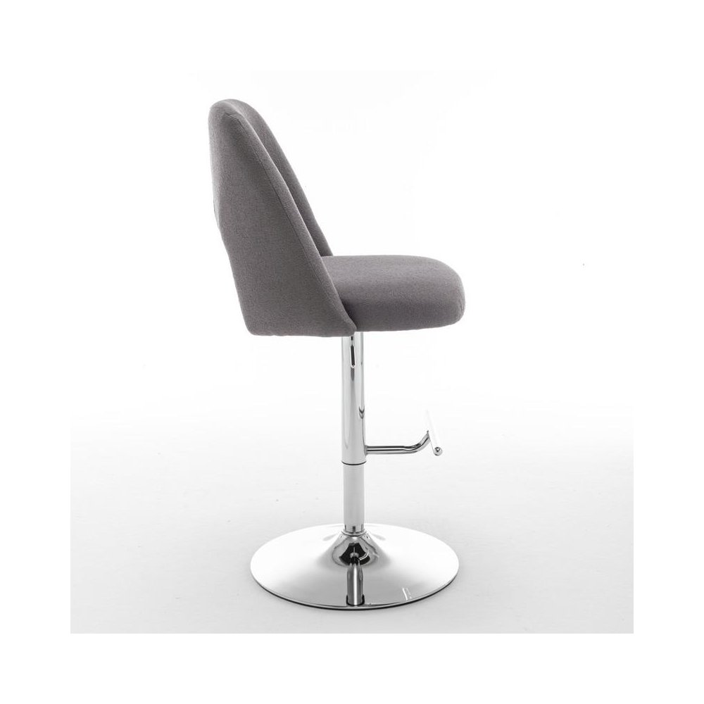 Boucle fabric barstool with a dark grey seat and silver base (SET OF 2)