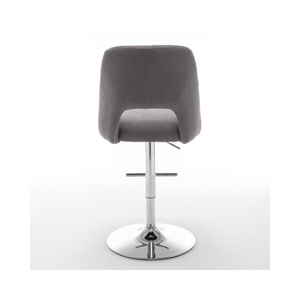Boucle fabric barstool with a dark grey seat and silver base (SET OF 2)