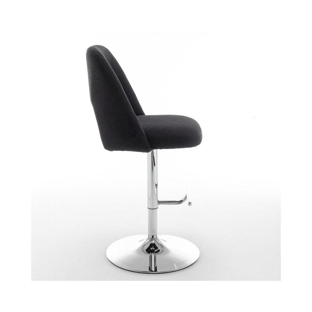 Boucle fabric upholstered barstool with a black seat and silver base (SET OF 2)