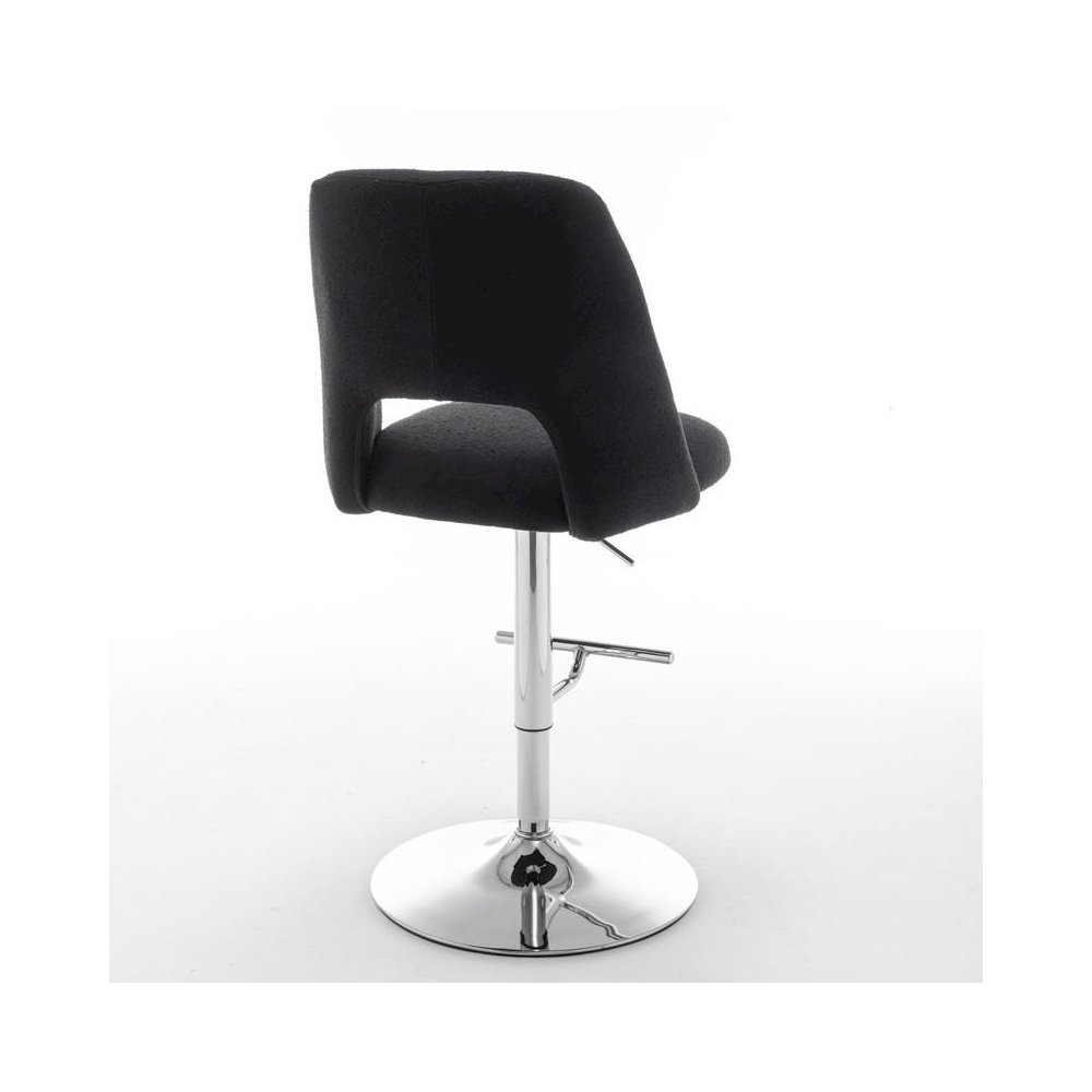 Boucle fabric upholstered barstool with a black seat and silver base (SET OF 2)