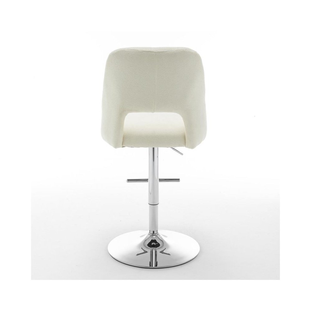 Boucle fabric upholstered barstool with a beige seat and silver base (SET OF 2)