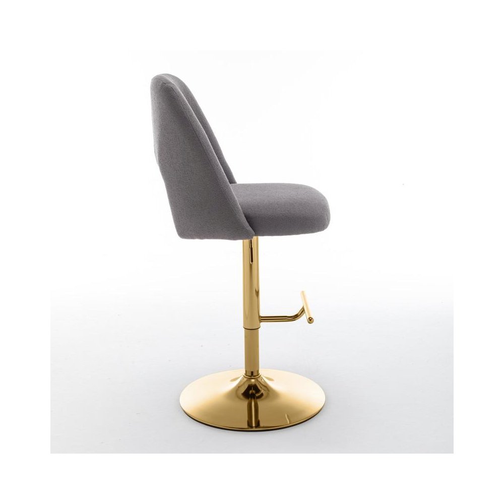 Boucle fabric barstool with a dark grey seat and gold base (SET OF 2)