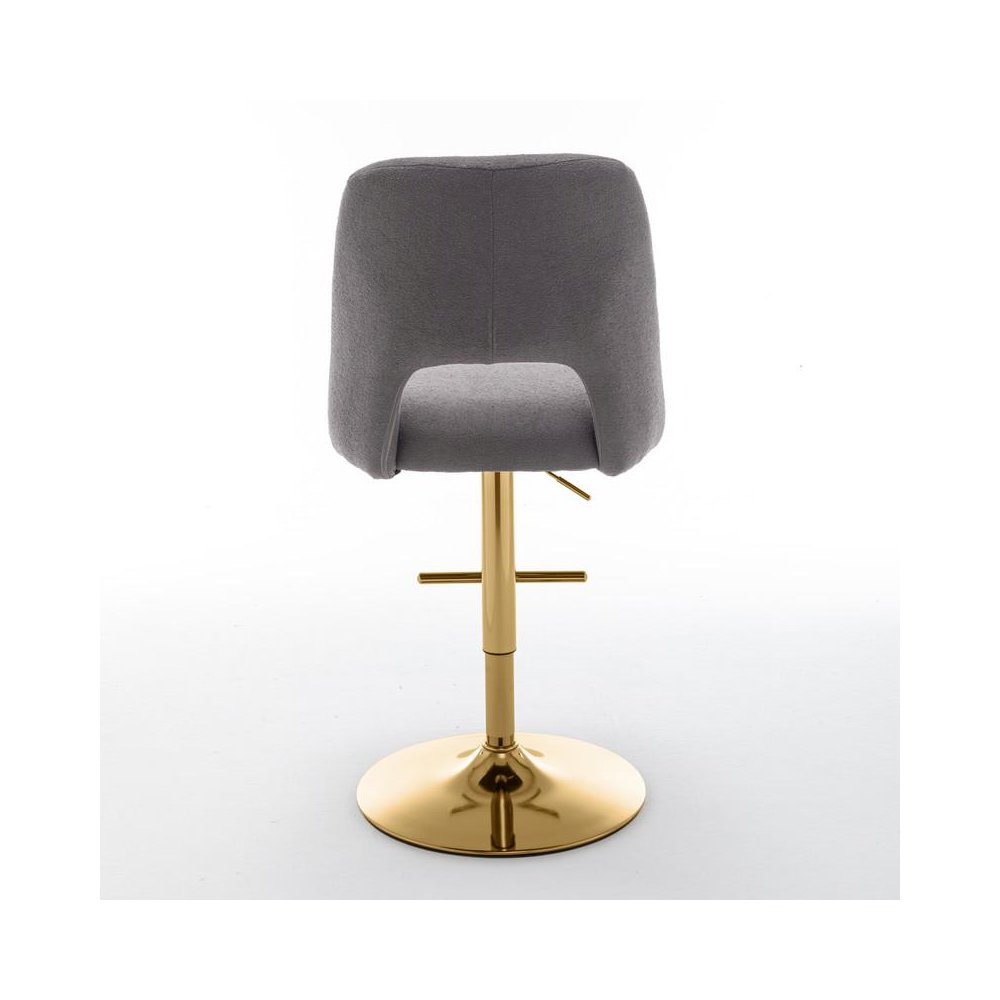 Boucle fabric barstool with a dark grey seat and gold base (SET OF 2)