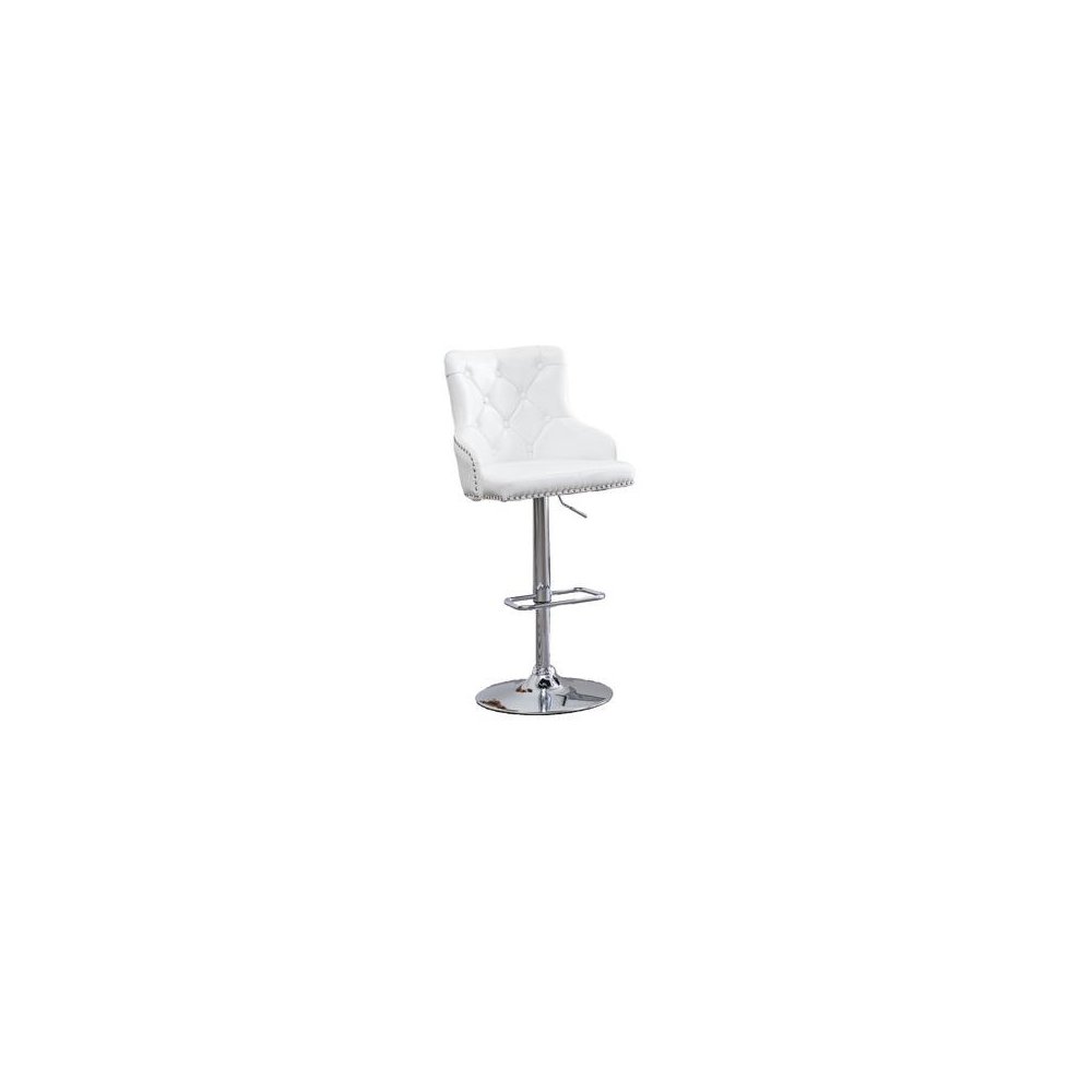 Faux Leather Adjustable Bar Stool in White