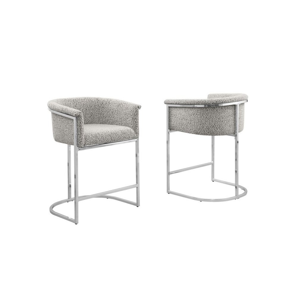 Best Quality teddy Boucle in rich gray counter height chair – Set of 2
