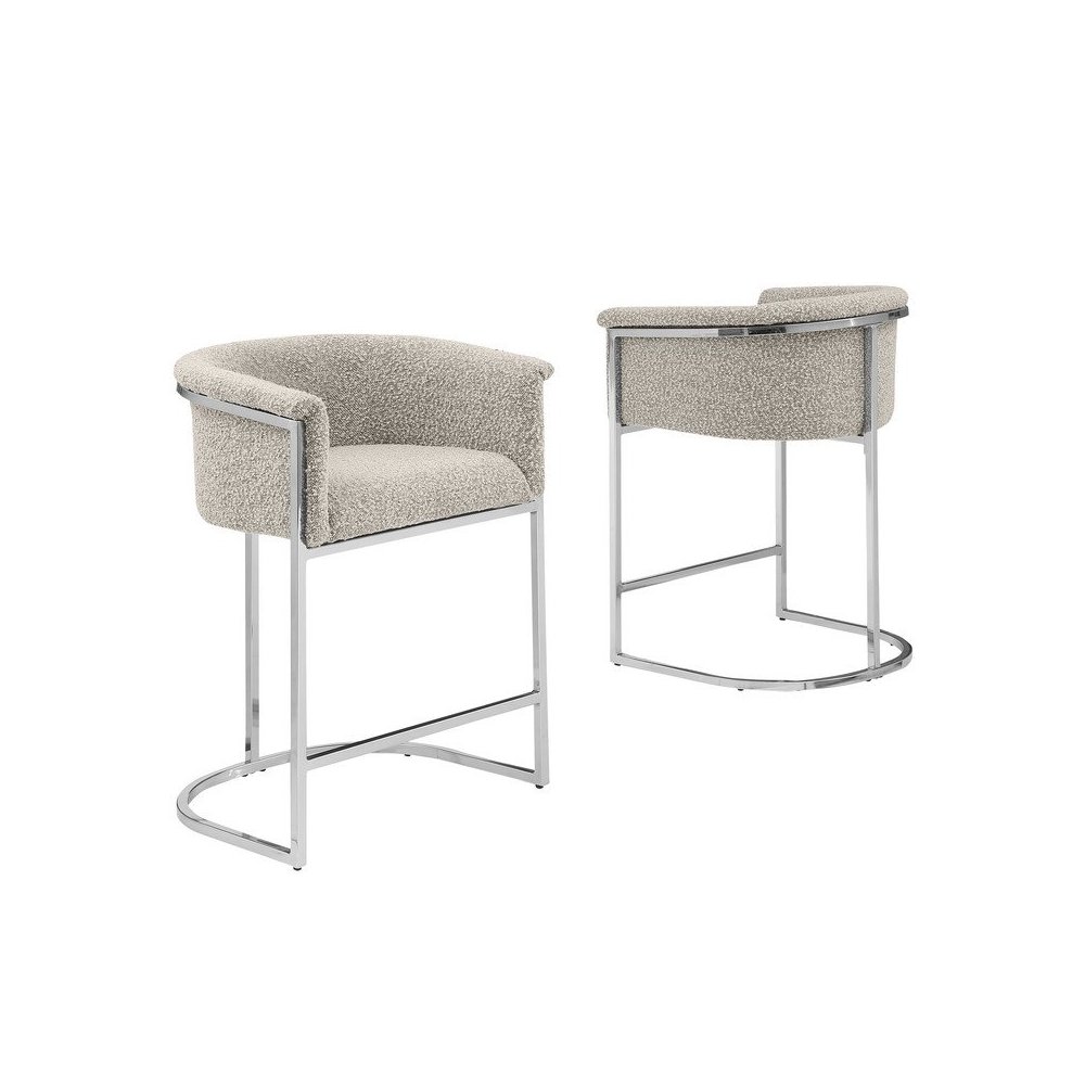 Best Quality teddy Boucle in gray barstool – Set of 2