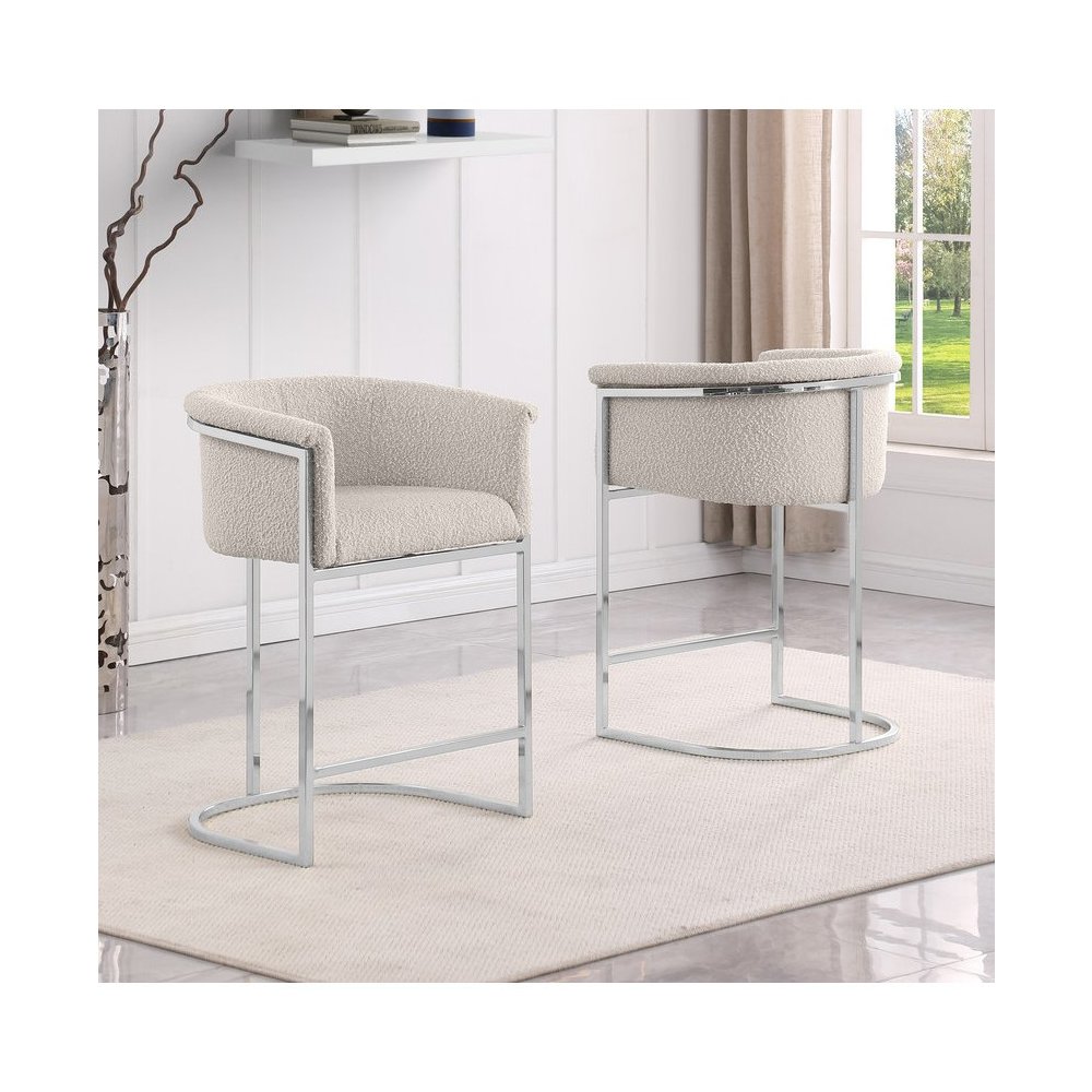 Best Quality teddy Boucle in cream barstool – Set of 2