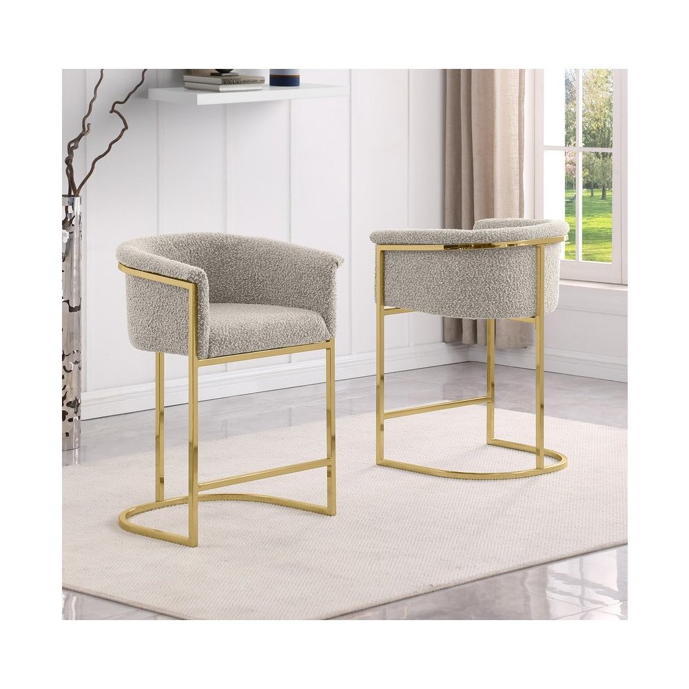 Best Quality teddy Boucle in gray counter height chair – Set of 2