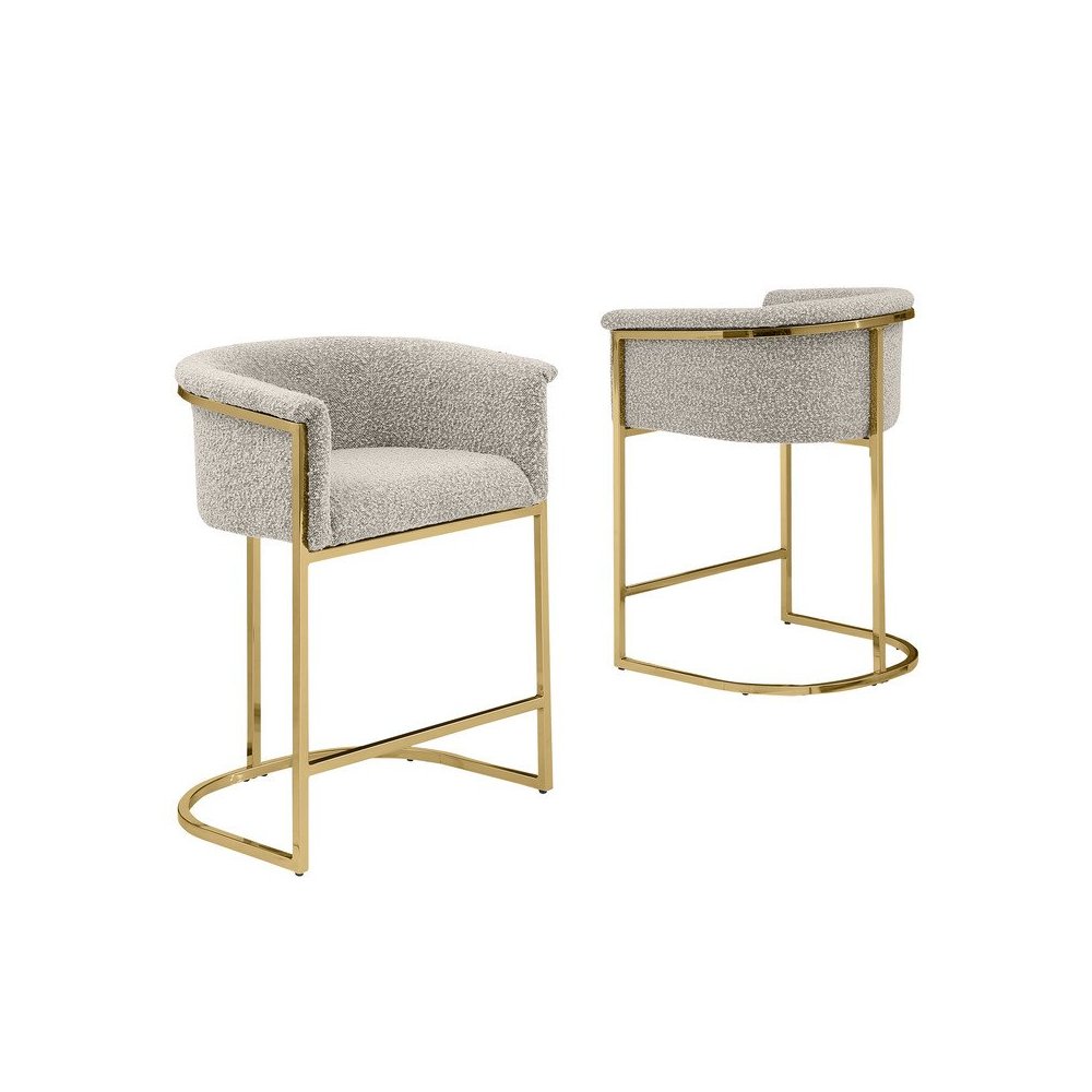 Best Quality teddy Boucle in gray counter height chair – Set of 2