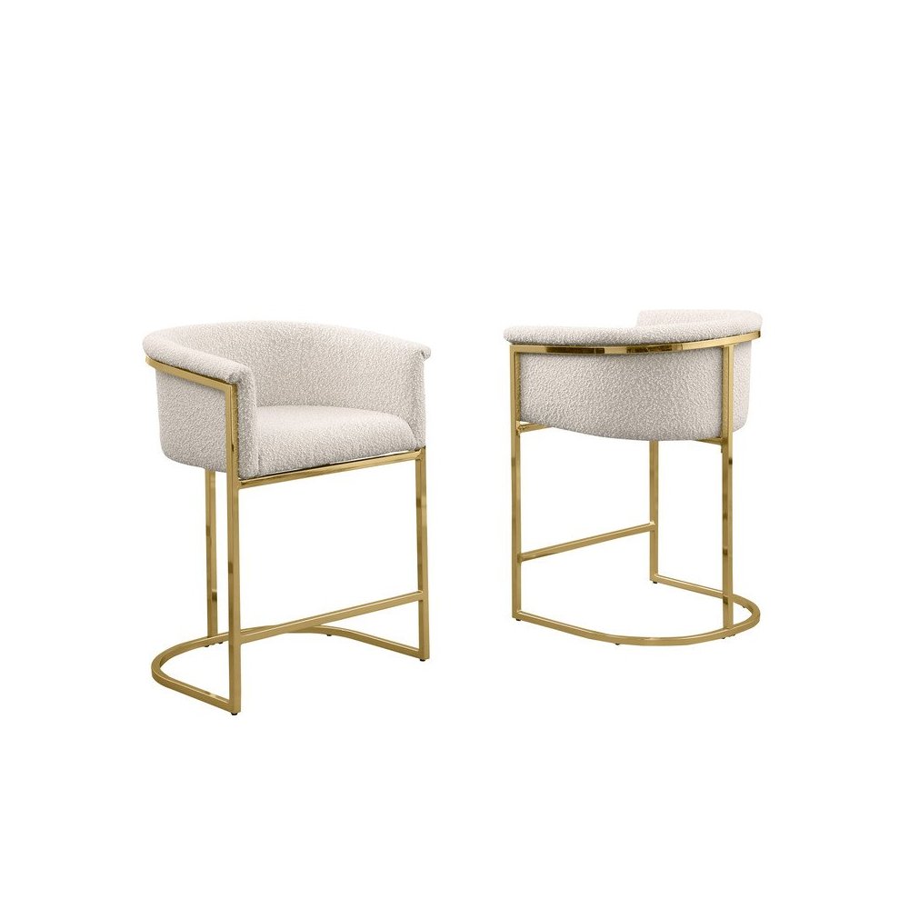 Best Quality teddy Boucle in cream counter height chair – Set of 2