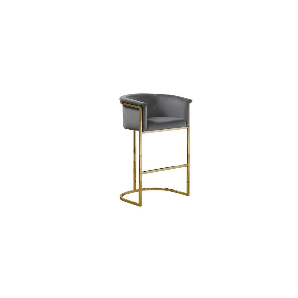 24″ Dark Gray Velvet Upholstered Counter Height with Gold Base-Single