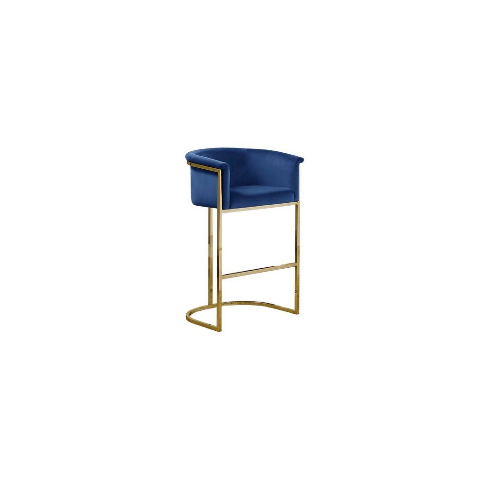 24″ Navy Blue Velvet Upholstered Counter Height with Gold Base Single