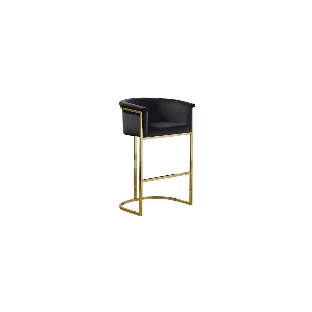 24″ Black Velvet Upholstered Counter Height wih Gold Base Single
