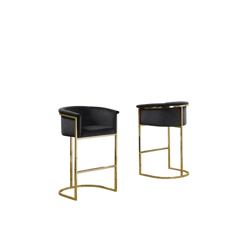 24″ Black Velvet Upholstered Counter Height wih Gold Base Single