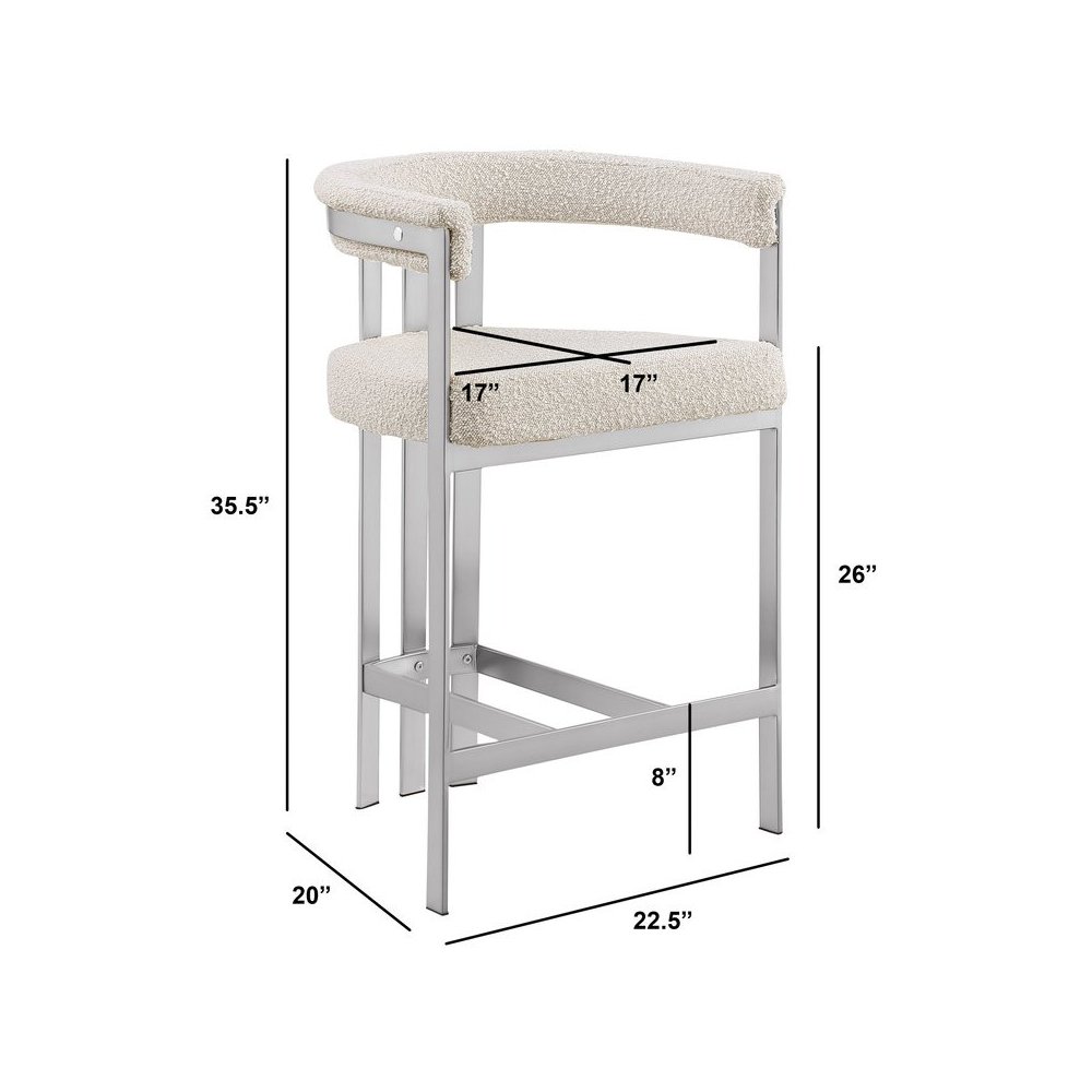 Glam gatsby Cream counter height chairs- Set of 2