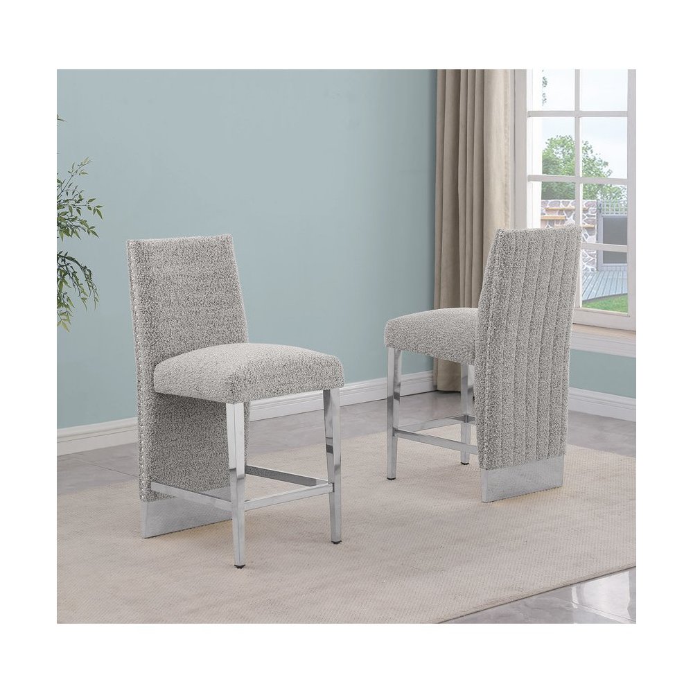 Luxe Rich gray boucle barstools – Set of 2