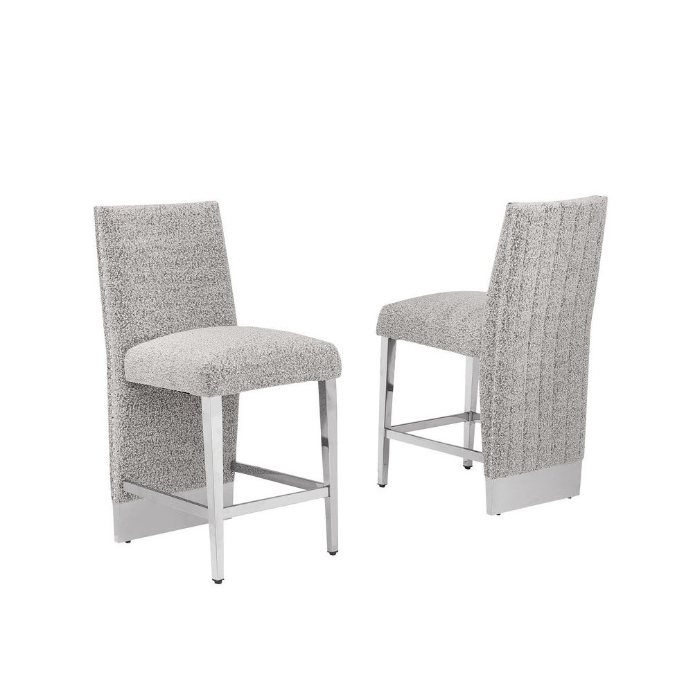 Luxe Rich gray boucle barstools – Set of 2