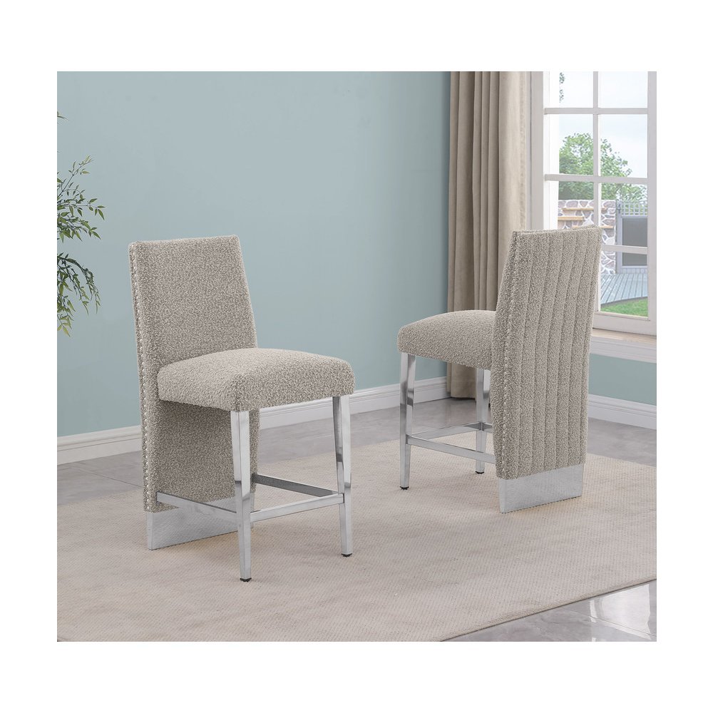Luxe Gray boucle barstools – Set of 2