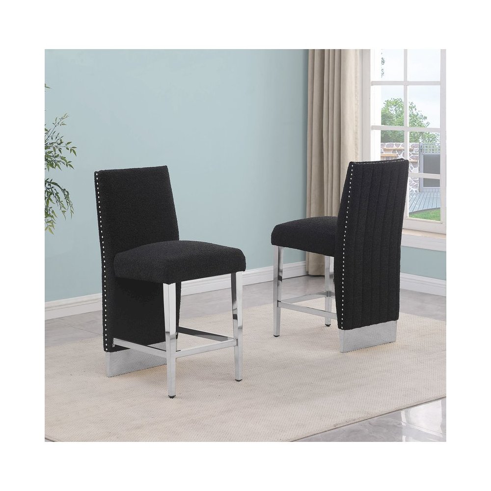 Luxe Black boucle barstools – Set of 2